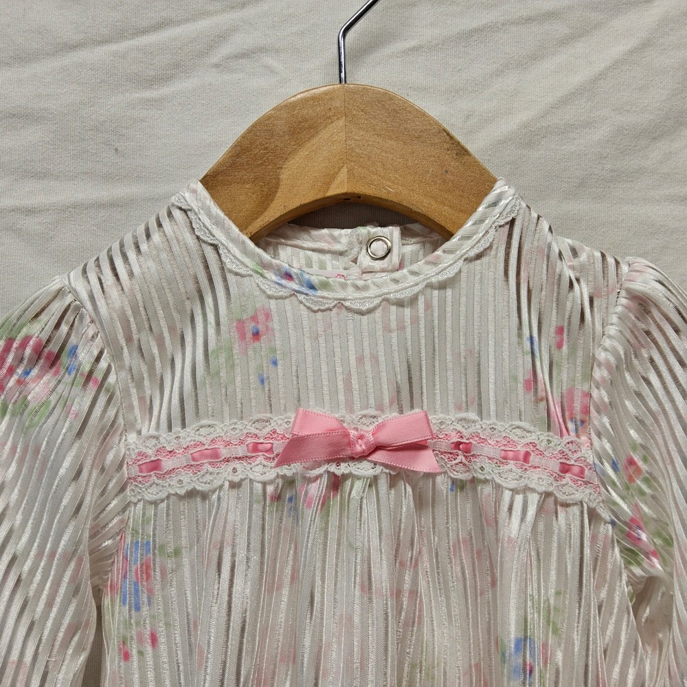 Allison Ann Footed Sleeper Baby Girls 6-9M White Floral Lace Trim Vintage 1267PB